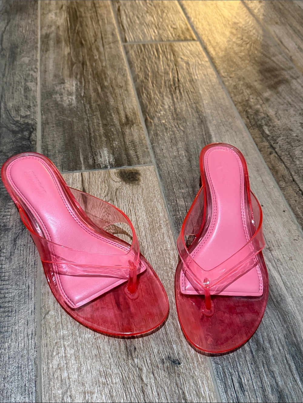 🩷 SKIMS PINK JELLY KITTEN HEEL MULE SANDAL SIZE 38 🩷